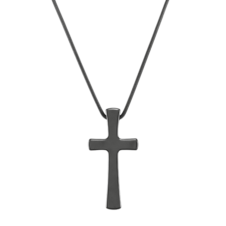 鎢鋼項鍊，男士項鍊 十字架；簡潔黑美學反奢華 黑魂控（3427）