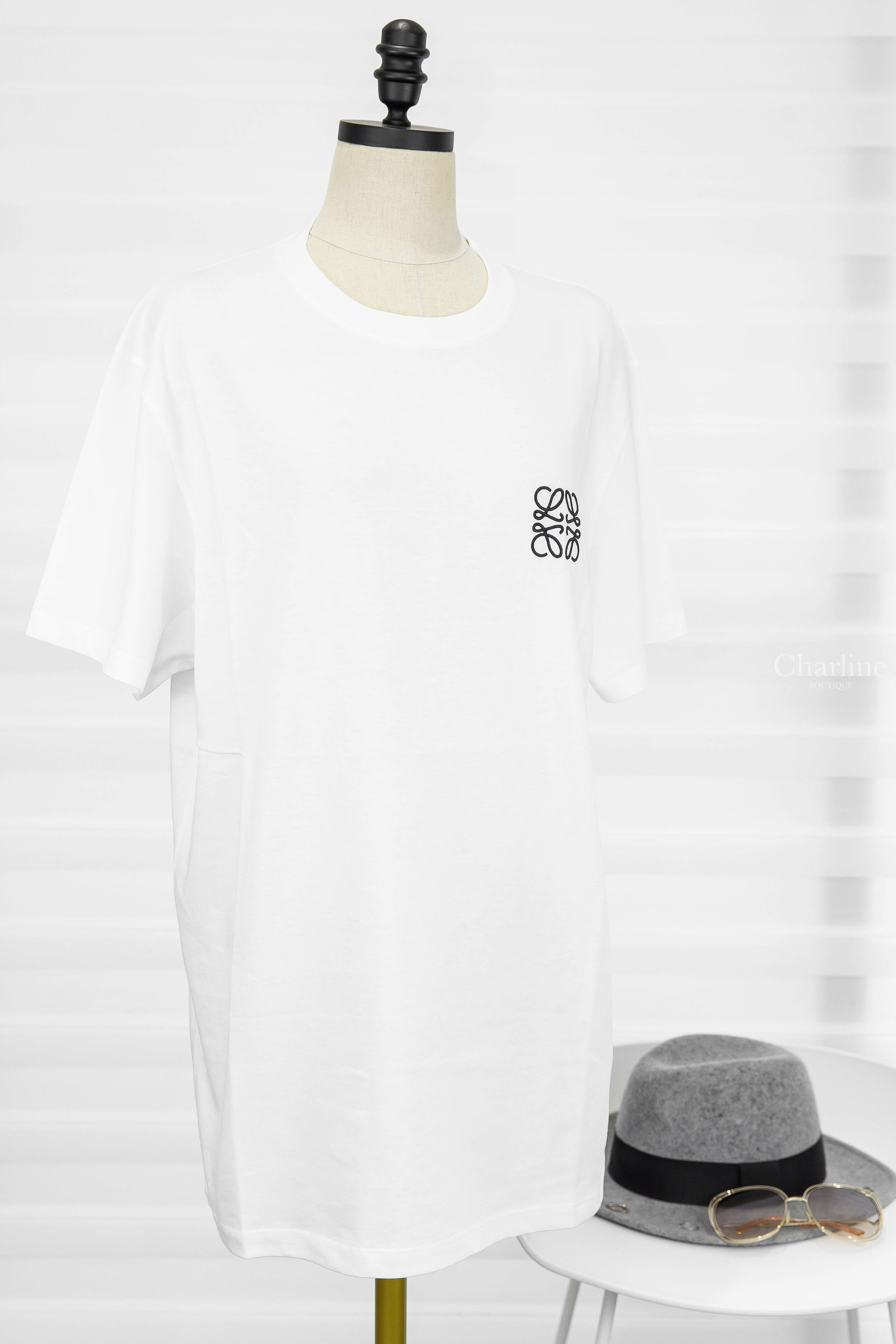 Loewe Regular Fit T-shirt In Cotton 白色刺繡黑色 Logo 短袖棉T-Charline Boutique精品代購