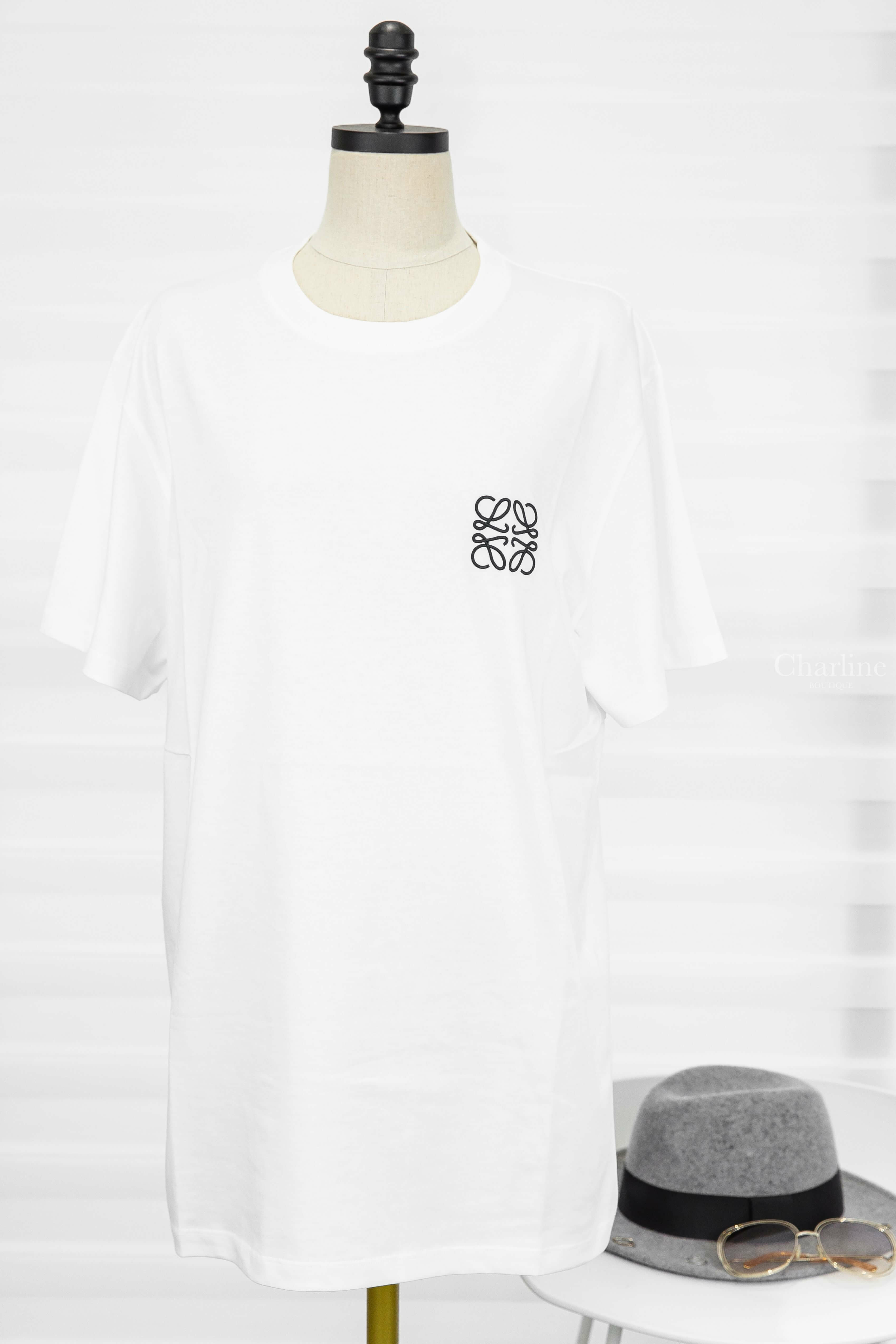 Loewe Regular Fit T-shirt In Cotton 白色刺繡黑色 Logo 短袖棉T-Charline Boutique精品代購