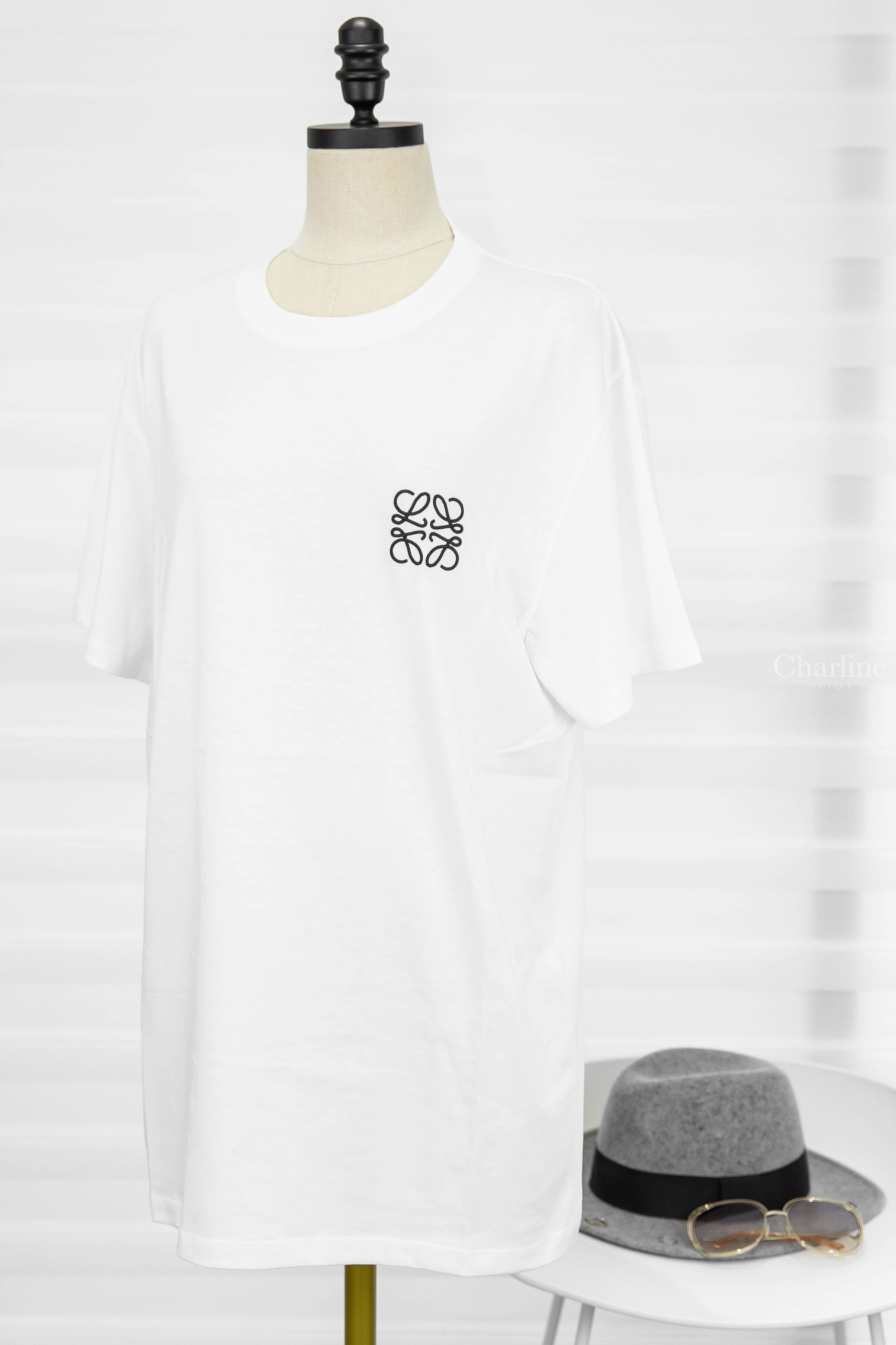 Loewe Regular Fit T-shirt In Cotton 白色刺繡黑色 Logo 短袖棉T-Charline Boutique精品代購