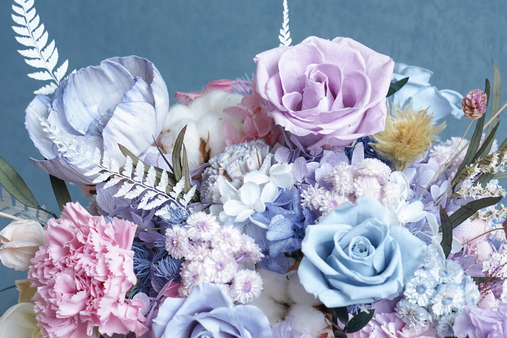 馬卡龍大理石盆栽,永生花盆栽,永生花盆栽推薦,盆栽賀禮封面特寫