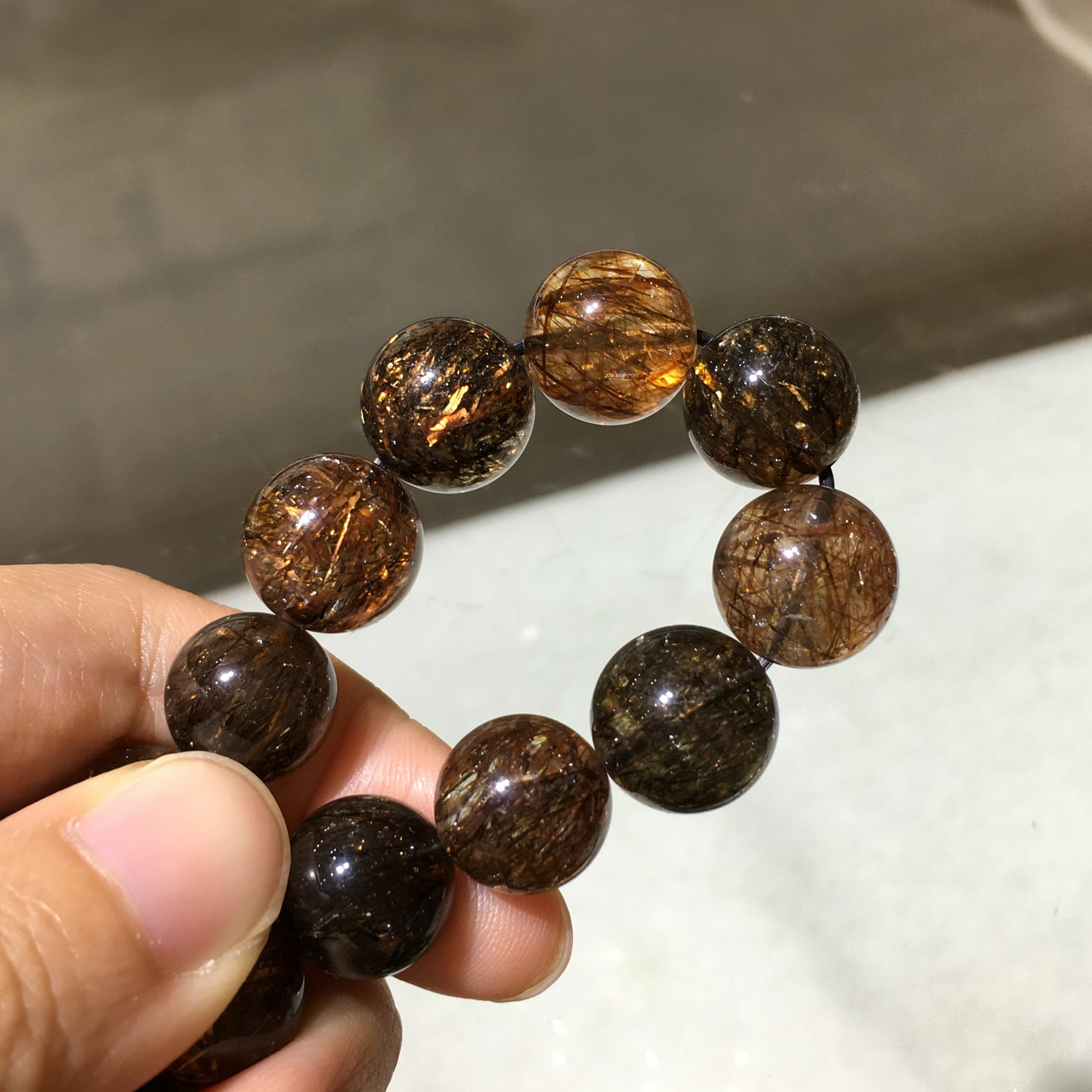 黑金髮手串 80132 12mm