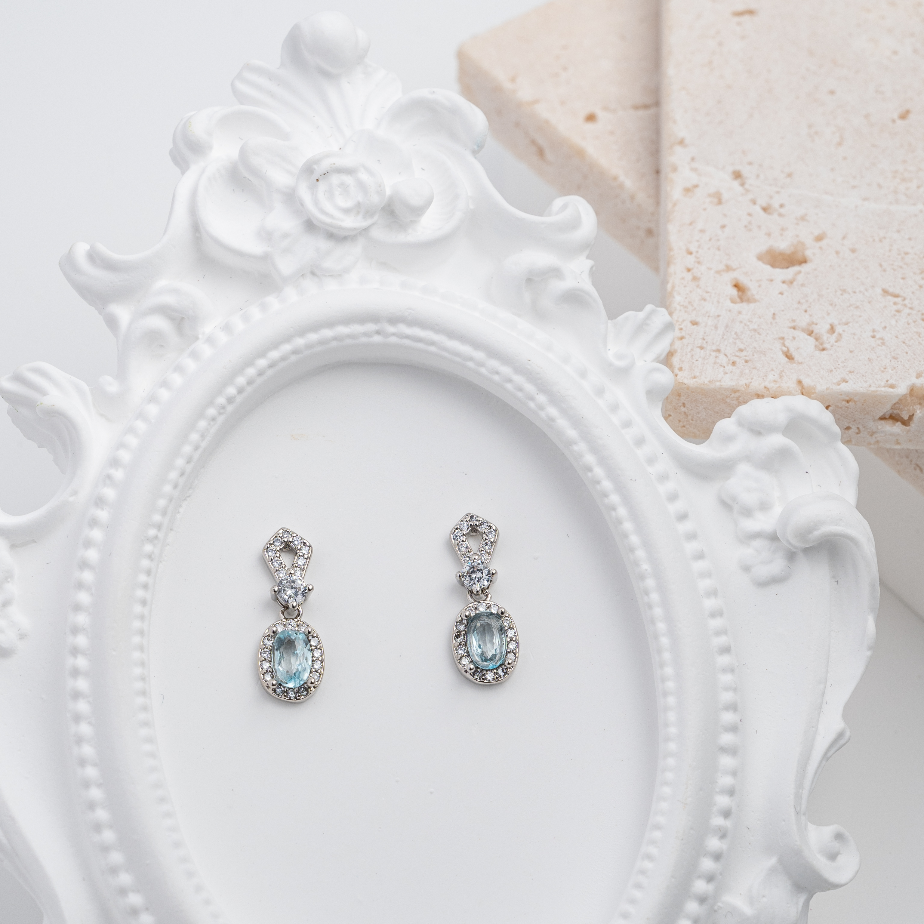 【托帕石】吊墜小碎鑽耳環