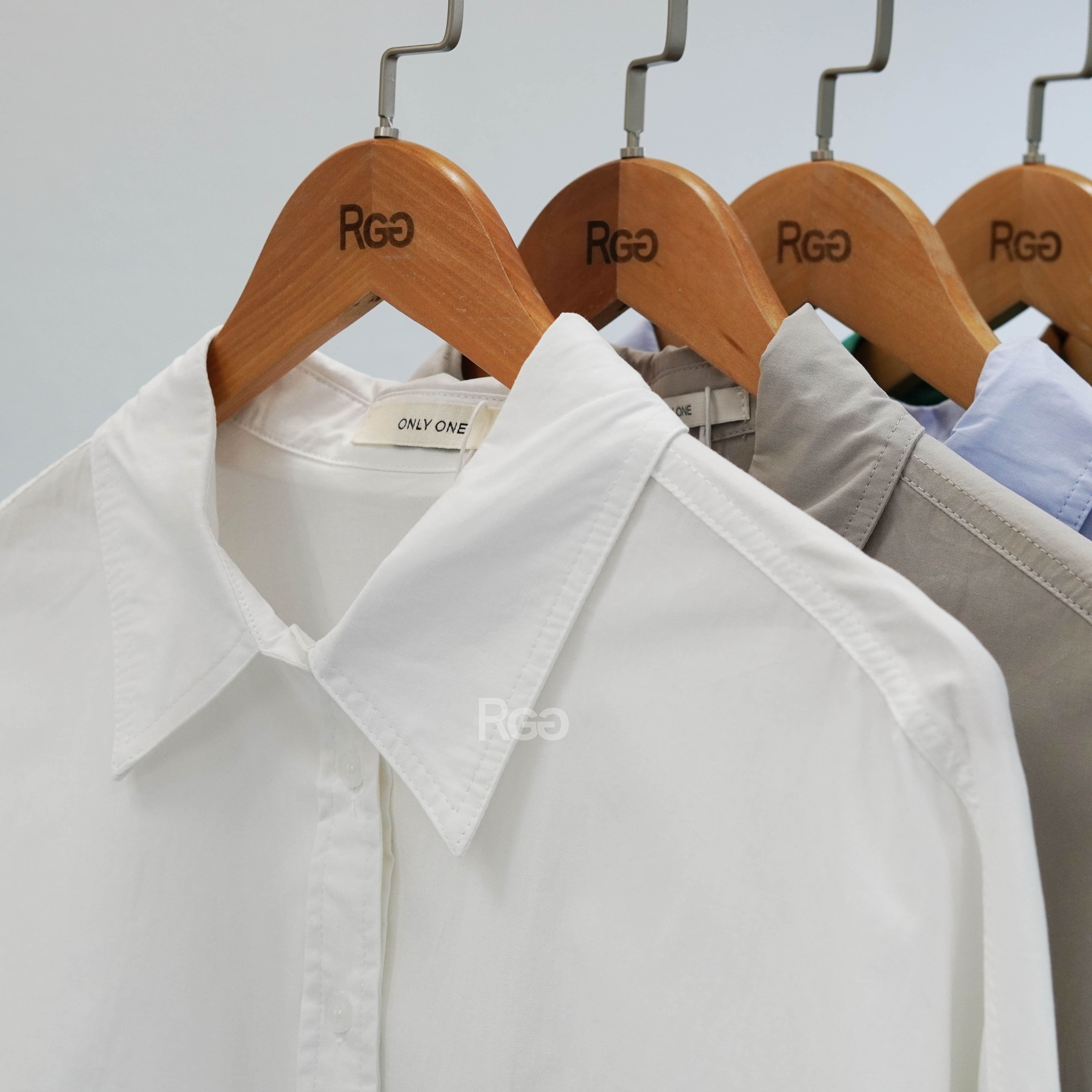 挺版前短後長水洗棉襯衫白色商品照