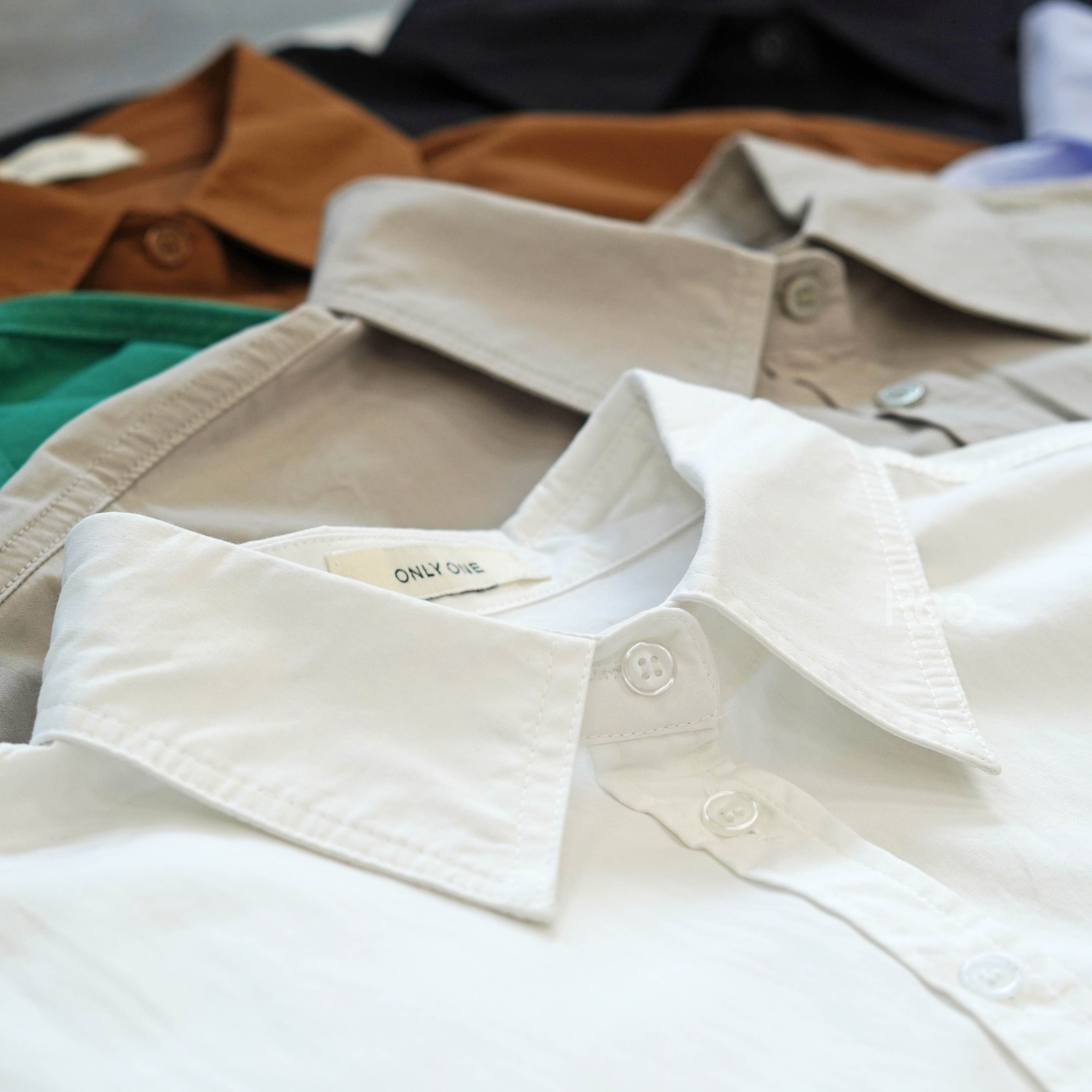 挺版前短後長水洗棉襯衫白色平拍商品照