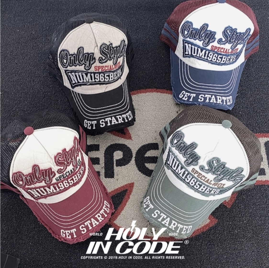 Holyincode 美式貼布刺繡復古網帽