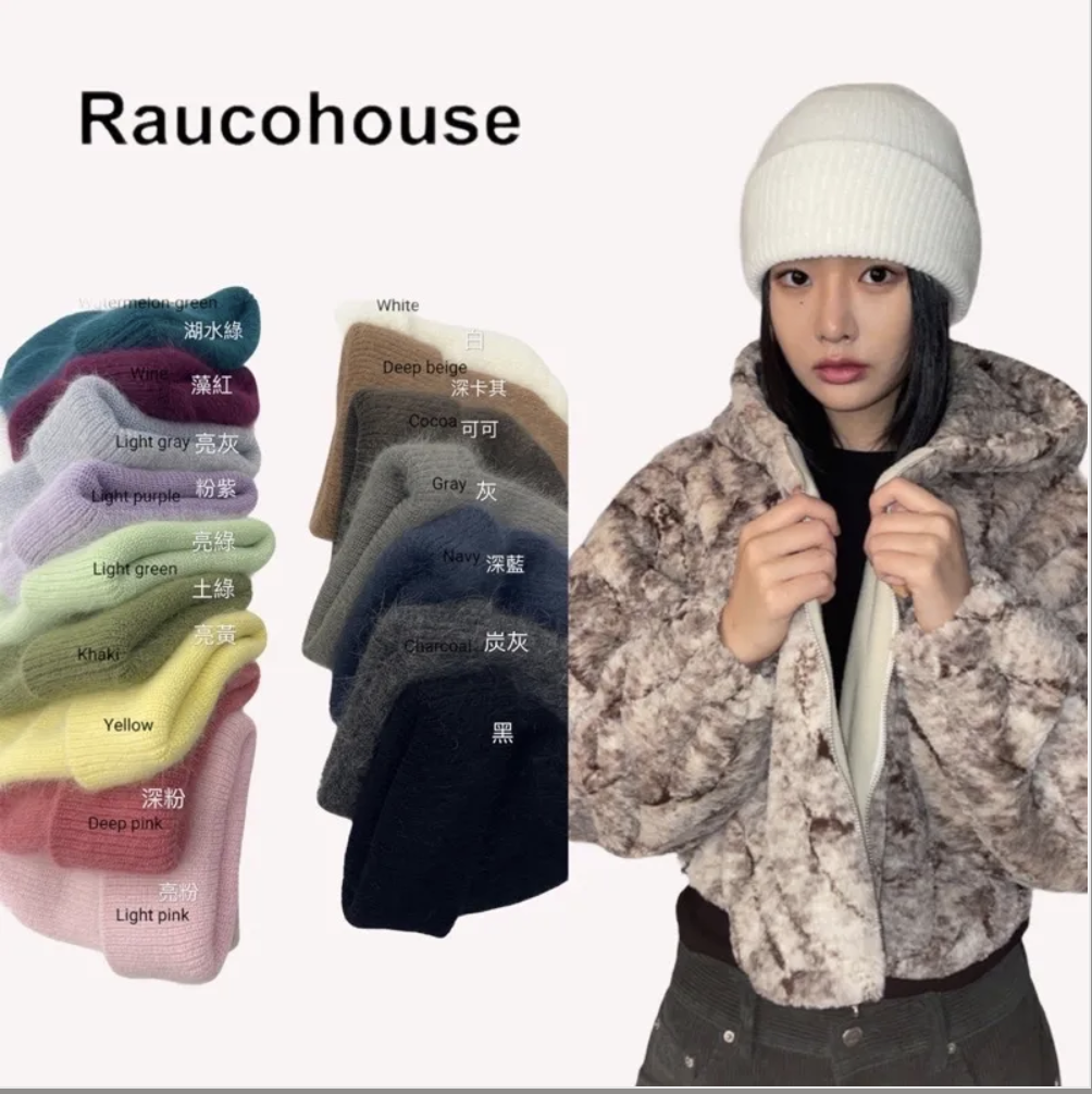Raucohouse (SALE) 安格拉羊毛抽鬚針織 毛帽