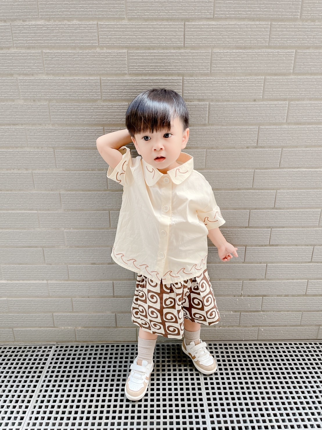 澳洲Alfred 全棉府綢波紋上衣 - Cream