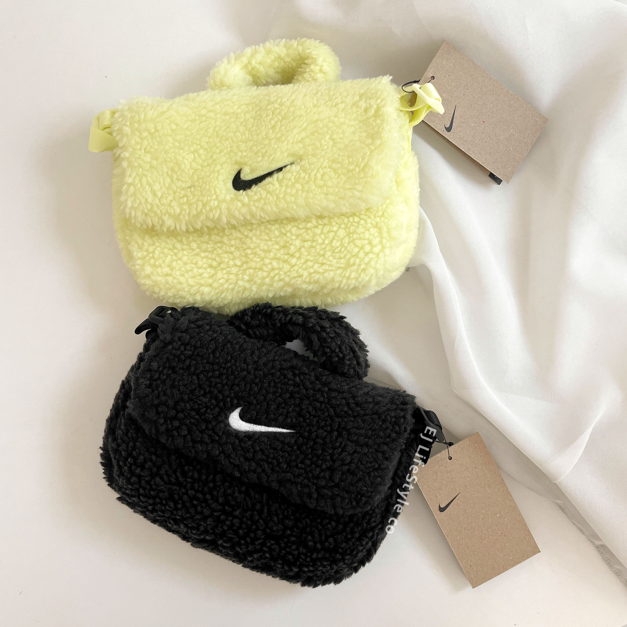 NIKE 羊羔毛 小包 迷你包 側背包 多夾層 黑 FB3039-010 黃 FB3039-331 / 現貨