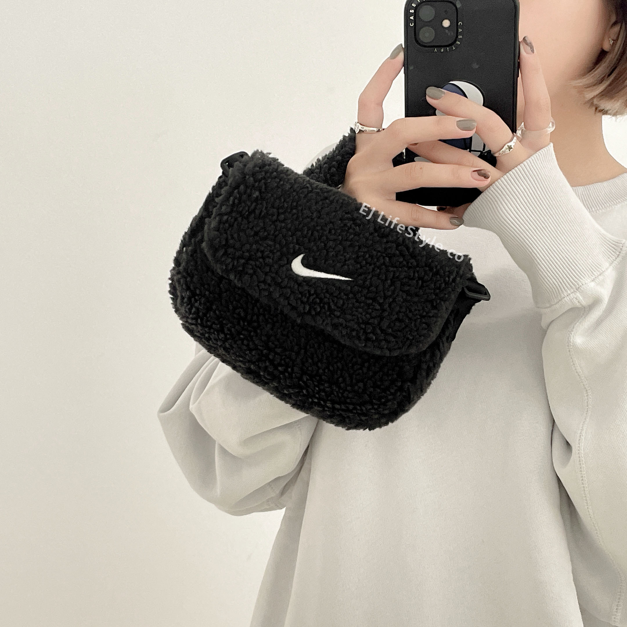 NIKE 羊羔毛 小包 迷你包 側背包 多夾層 黑 FB3039-010 黃 FB3039-331 / 現貨