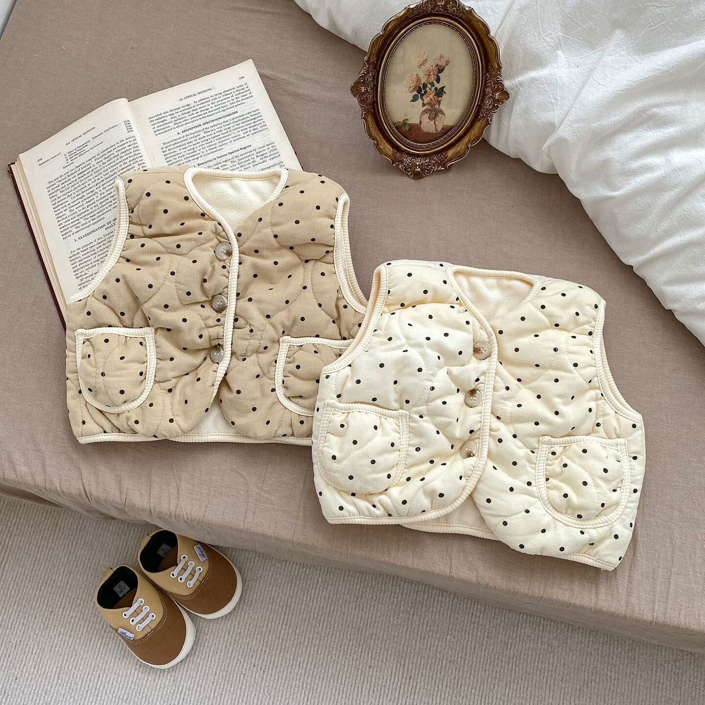 兩色小波點保暖背心