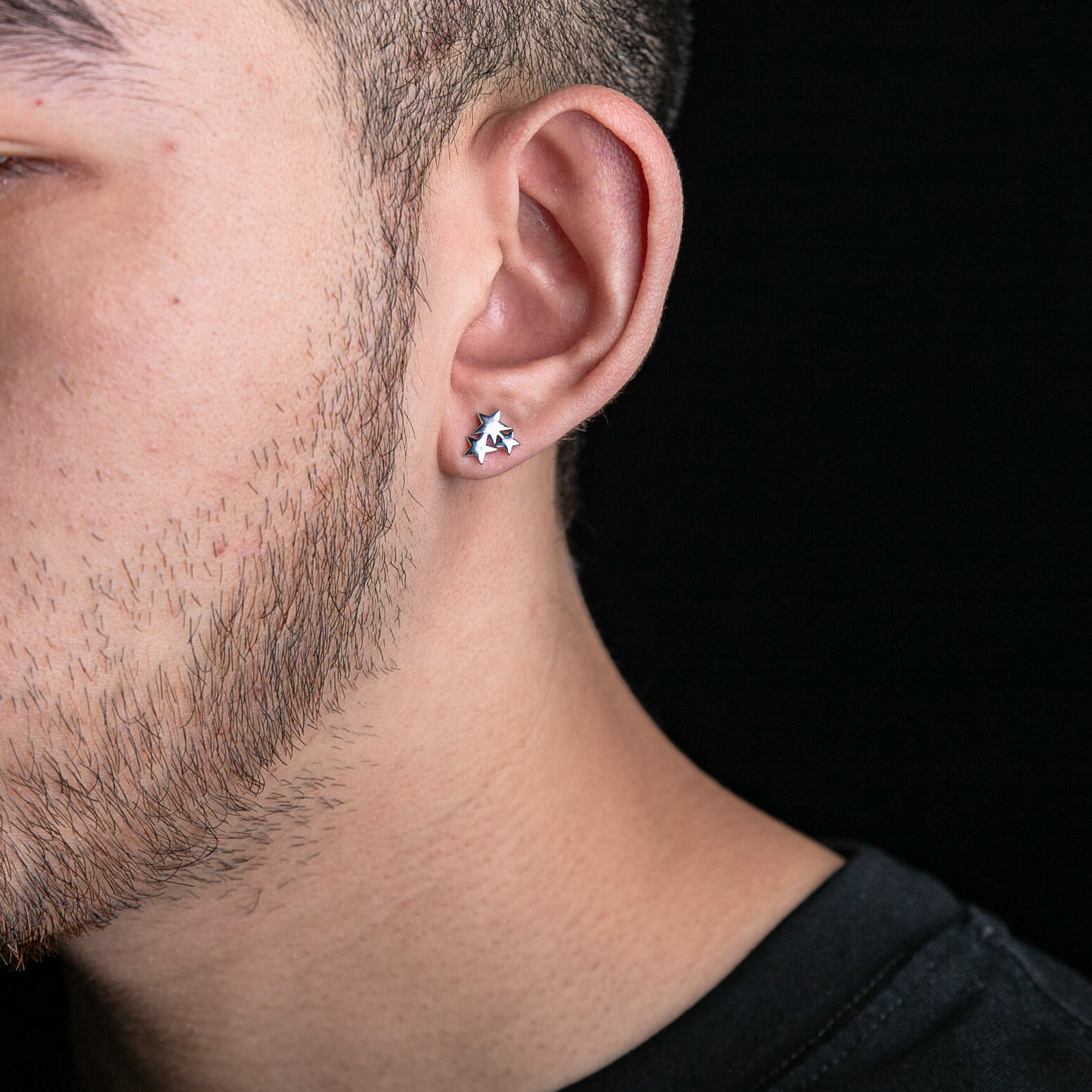 925純銀光面繁星耳釘