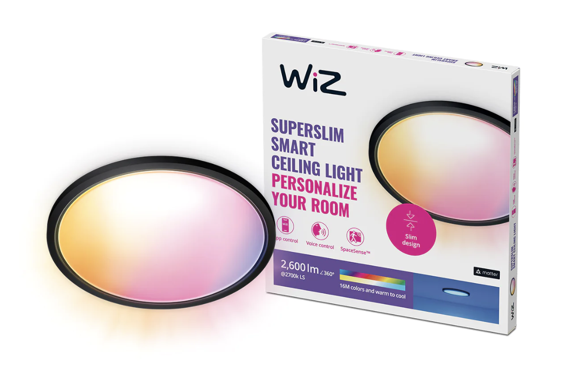 WiZ Superslim ceiling lamp RGB 22W Black/White 智能彩色超薄天花燈