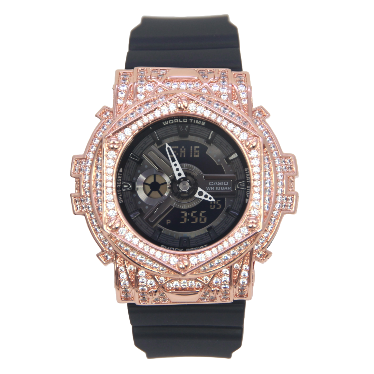 玫瑰金色 改裝手錶 BA-110XBC-1A - Rokkaku