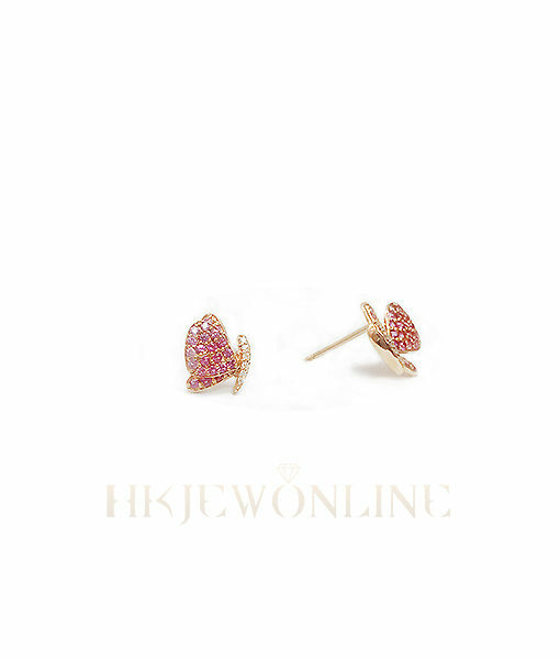 18K Rose Gold  Pink Sapphire Butterfly Diamond Earrings