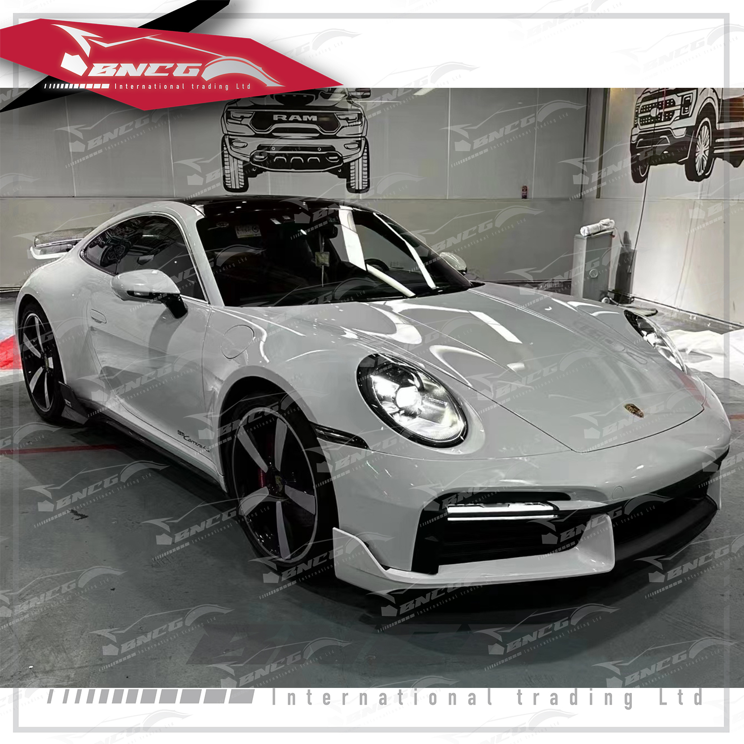 保時捷 Porsche 911 992 改裝 Turbo S 大包圍 前保桿 後保桿 側裙 尾翼 尾飾管