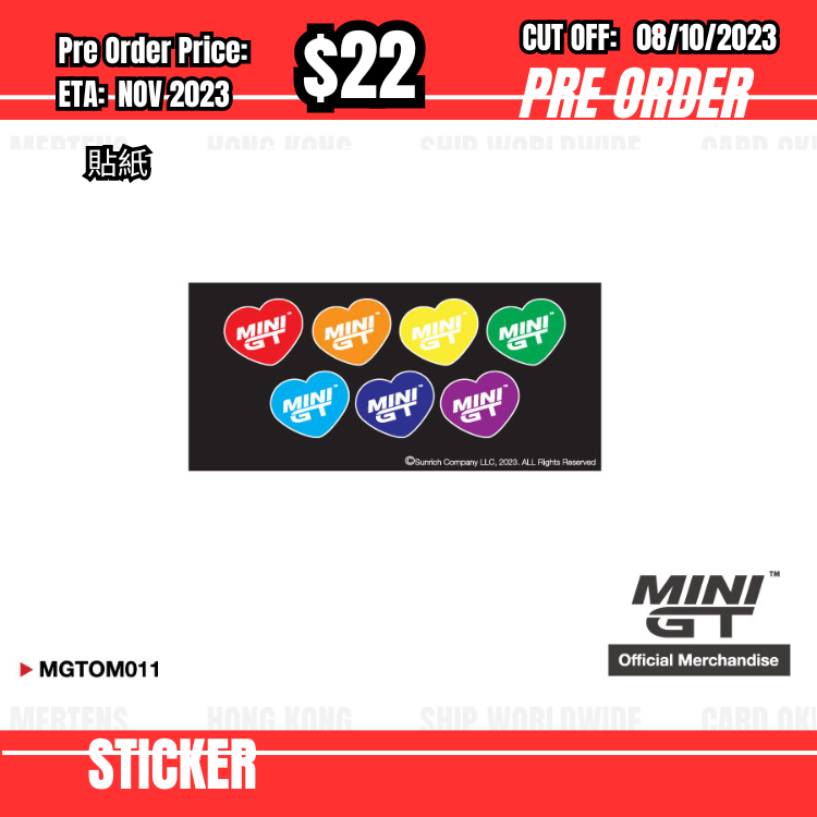 PO-$22 * Mini GT * Colorful Hearts Sticker Set (7.3x16cm) [OD26/09]