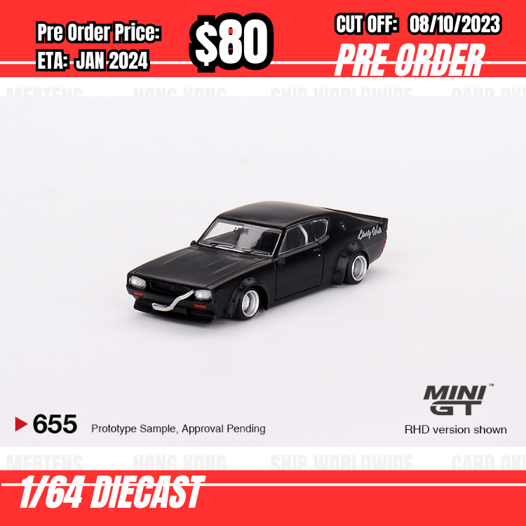 PO-$80 * Mini GT *  1:64 #655 Nissan Skyline Kenmeri Liberty Walk  Matt Black RHD [OD26/09]