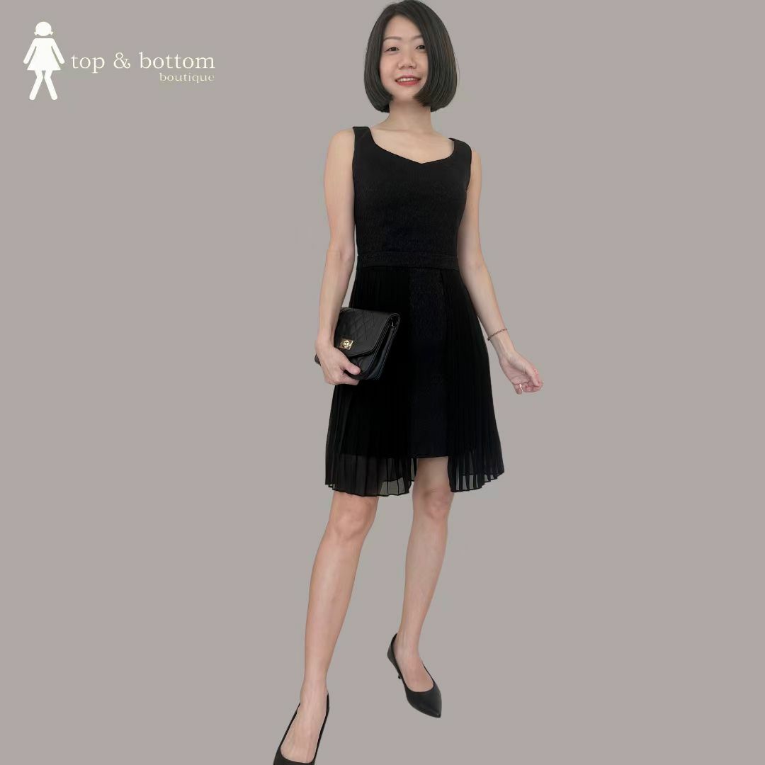 SHORT DRESS W PLEATED CHIFFON SIDE