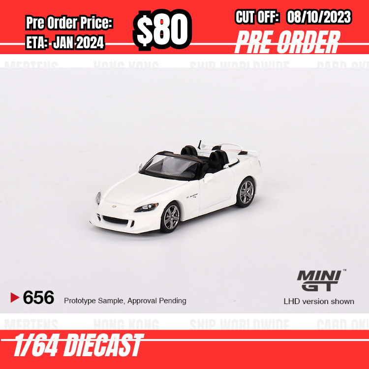 PO-$80 * Mini GT *  1:64 #656 Honda S2000 (AP2) CR Grand Prix White LHD [OD26/09]
