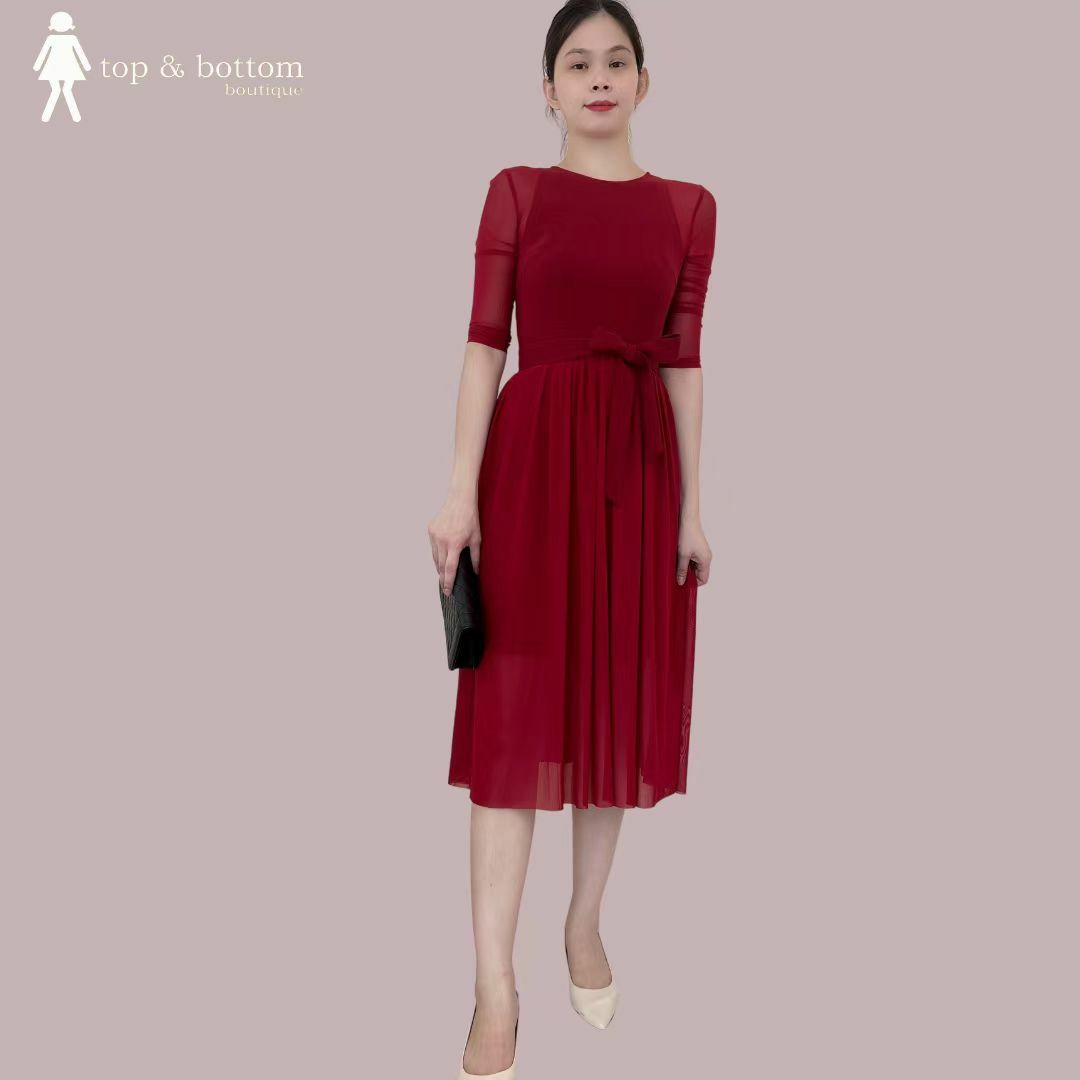 M/SLEV PLAIN NETTING ALINE DRESS
