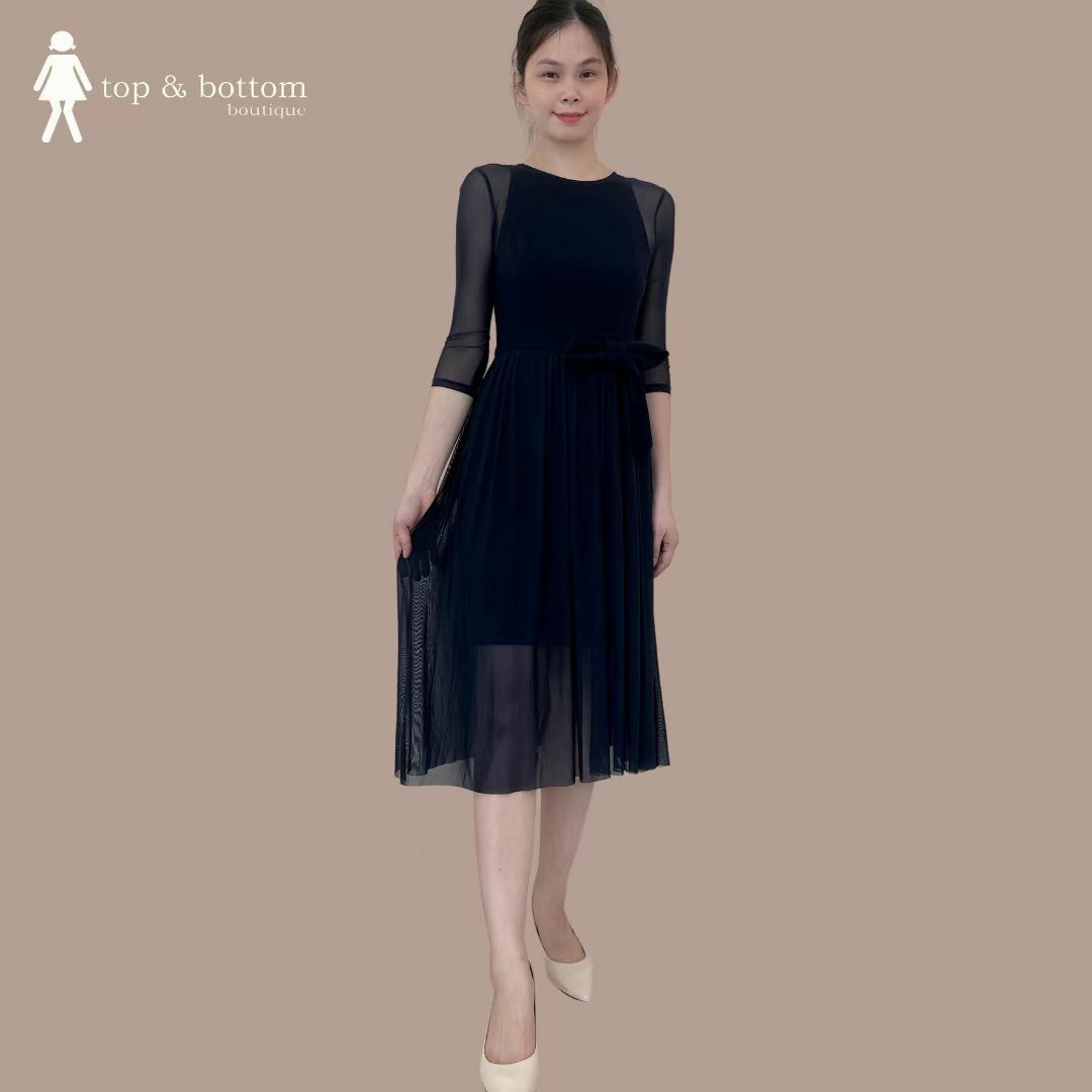 M/SLEV PLAIN NETTING ALINE DRESS