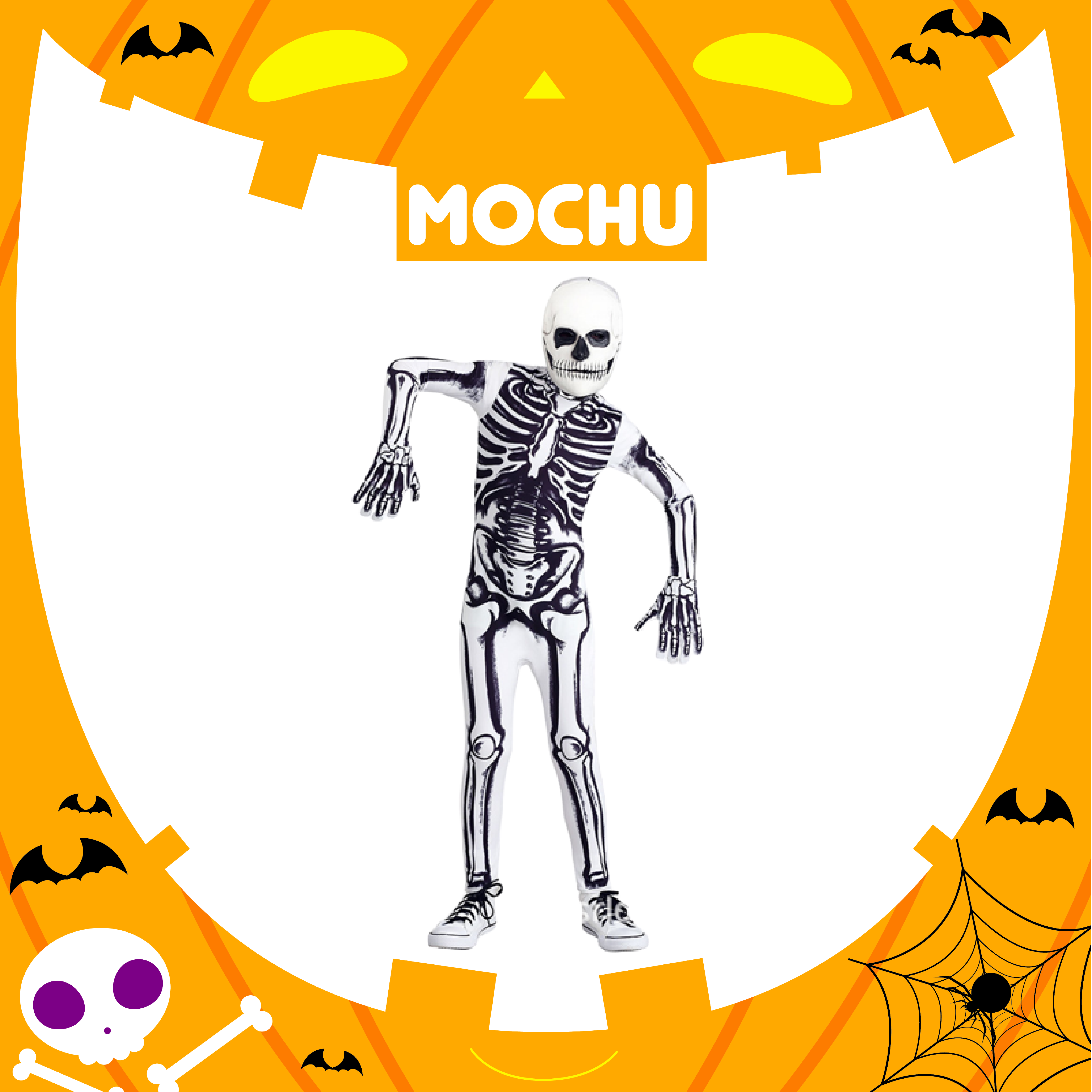 (M碼現貨)萬聖白骷髏造型服