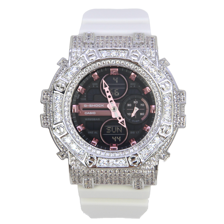 銀色 Mini-G 改裝手錶 GMA-S140M-7A - 八角雙圈