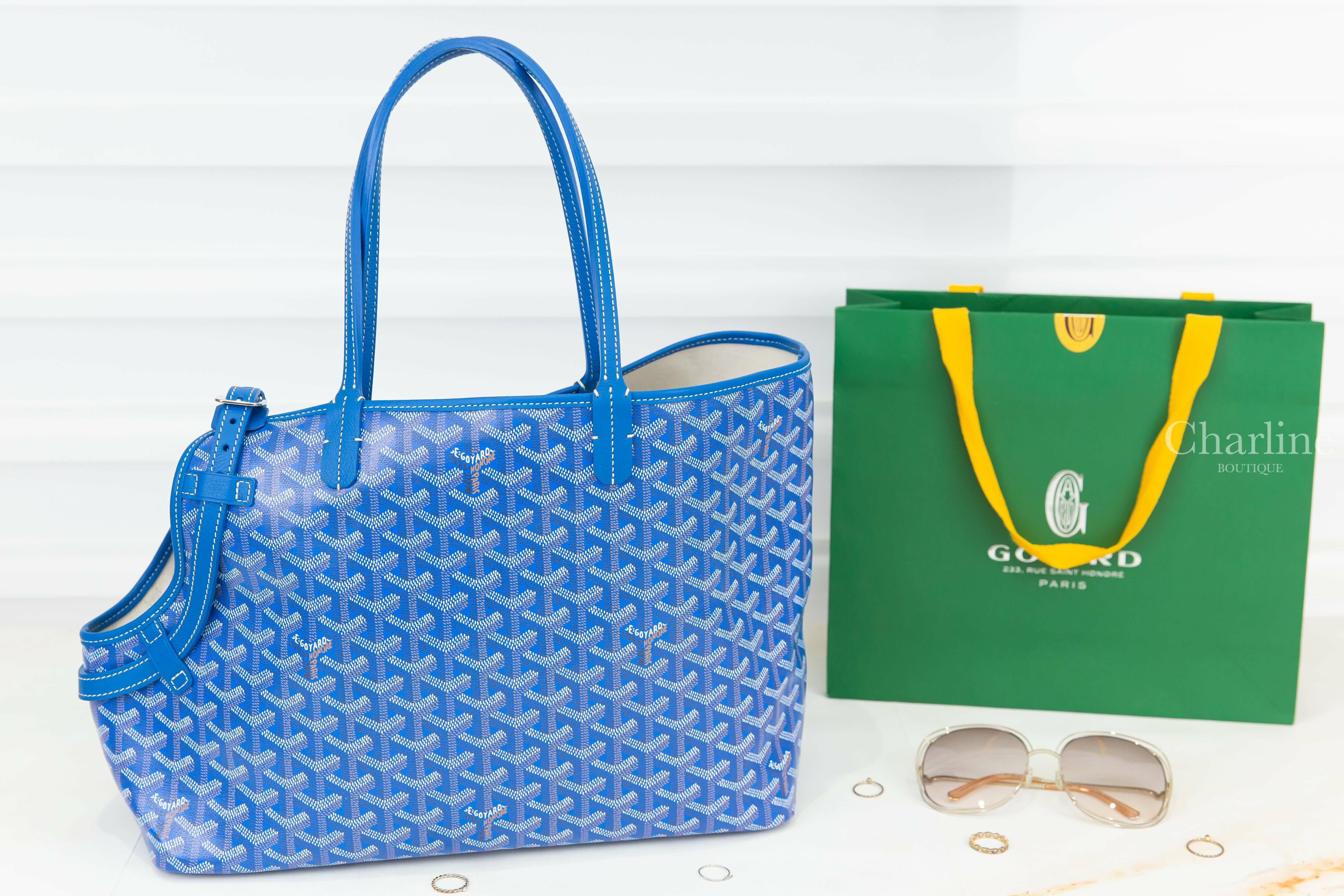 Goyard Chien Gris Bag 天空藍帆布小牛皮同色提把無拉鍊寵物托特包