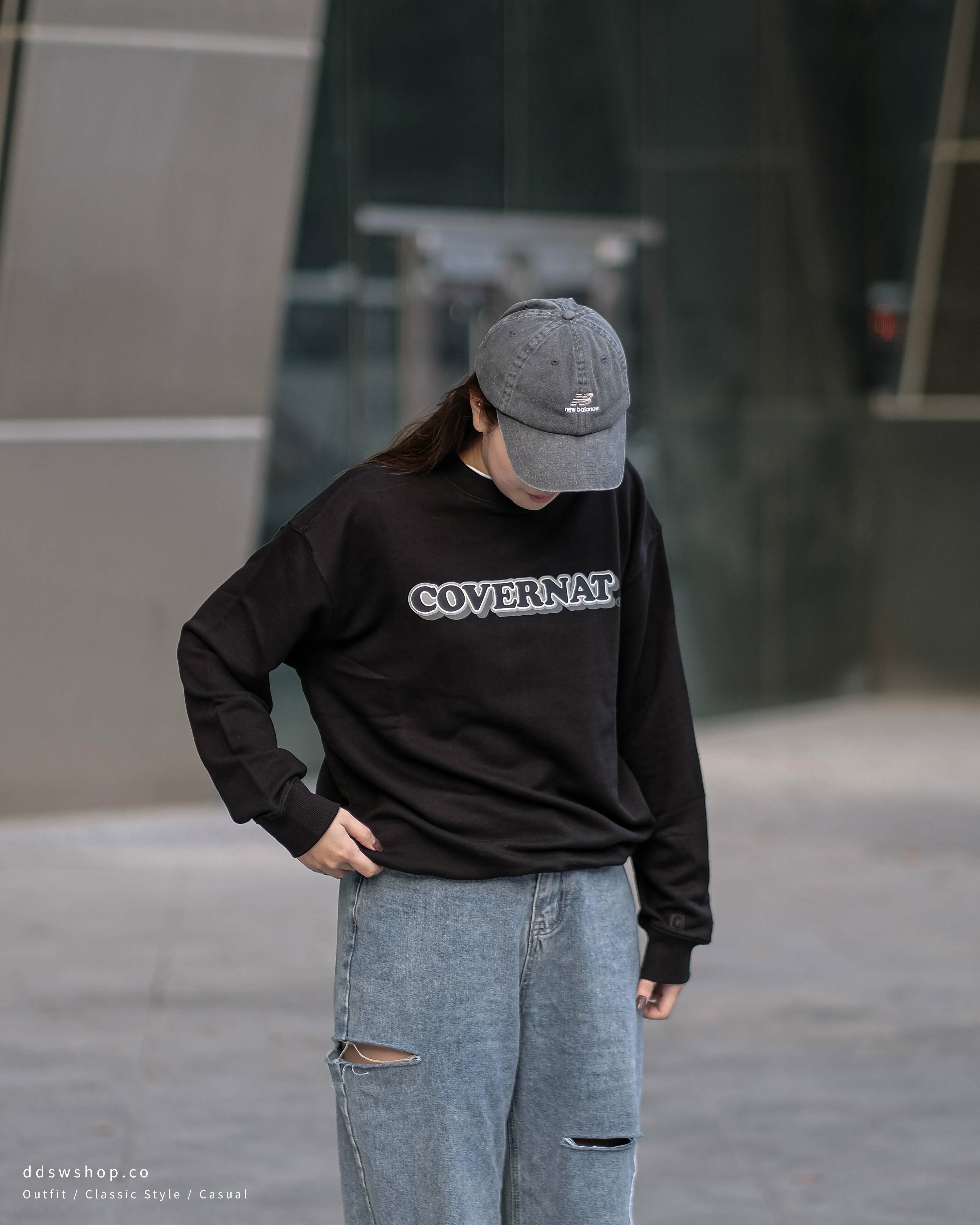 Covernat 大學踢 微立體印花撞色Logo 黑色 灰色