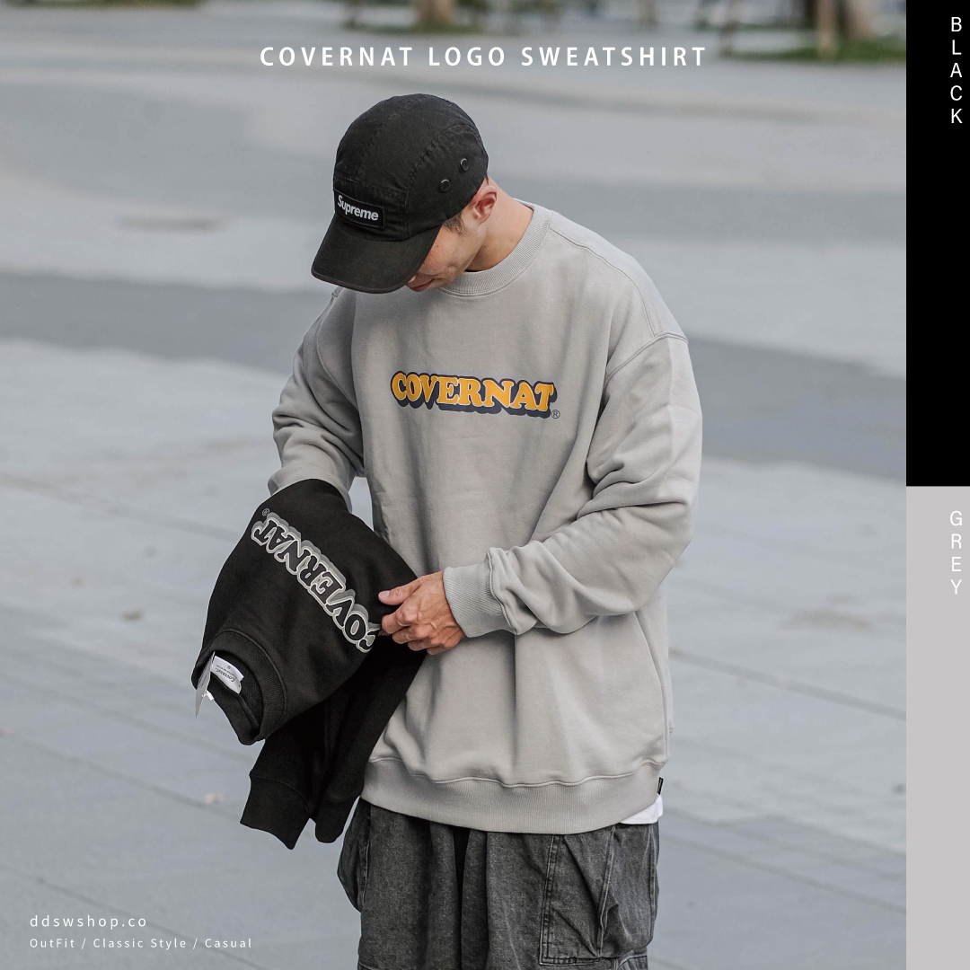 Covernat 大學踢 微立體印花撞色Logo 黑色 灰色