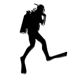 HOBBY LABELS 立體個性貼紙 - W01.017.B 跨步入水(黑色款) 防水/戶外/車貼