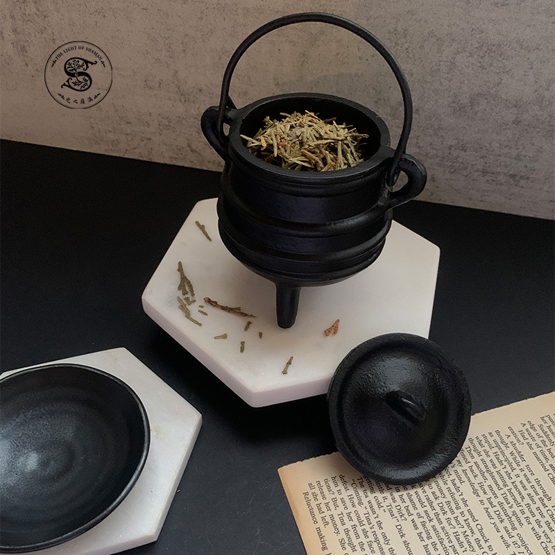 多用途超耐用超好用鐵盆 鐵釜 無符號 五芒星 三位一體 條紋 可燒白鼠尾草香草 巫師必備