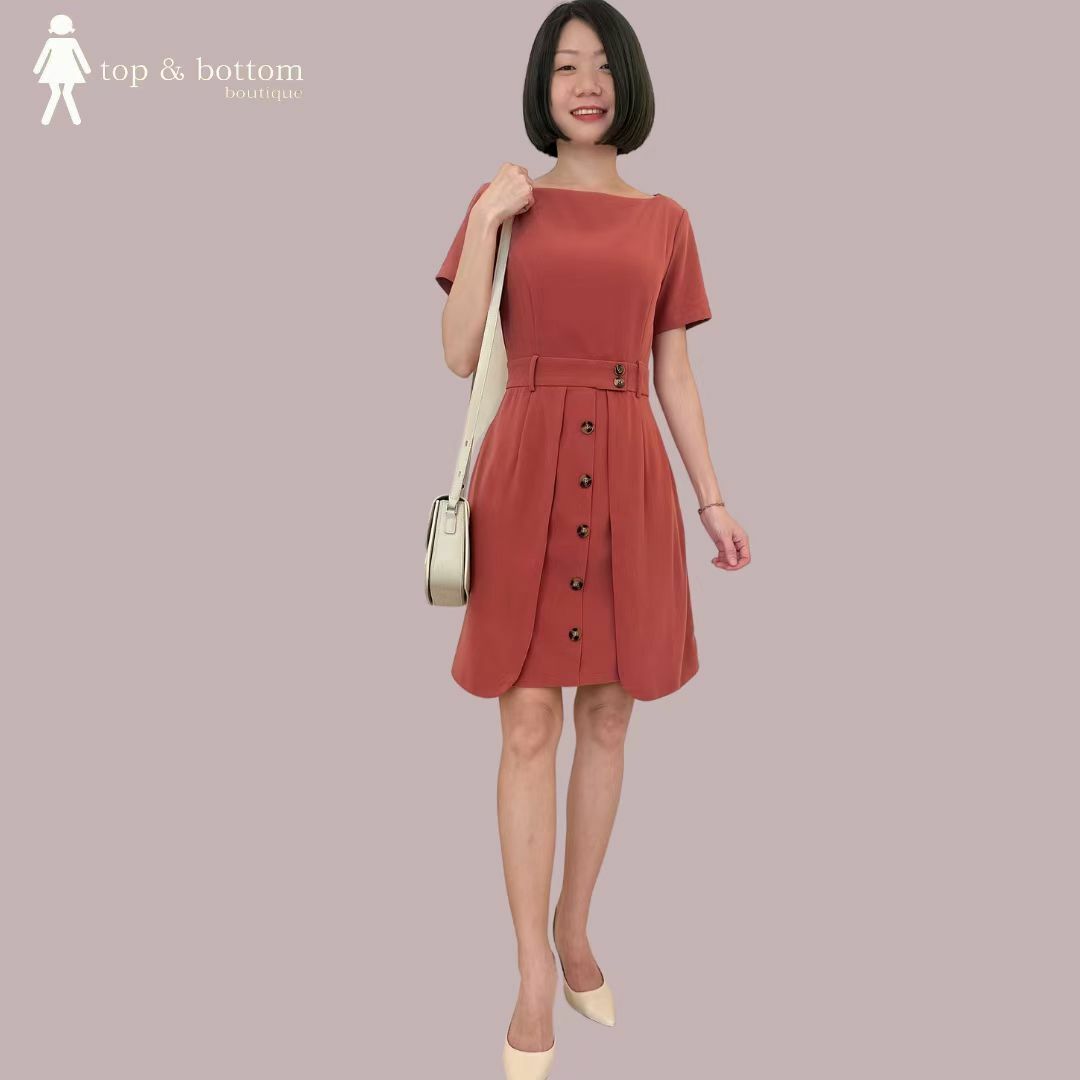 S/SLEV BUTTON SHORT ALINE DRESS