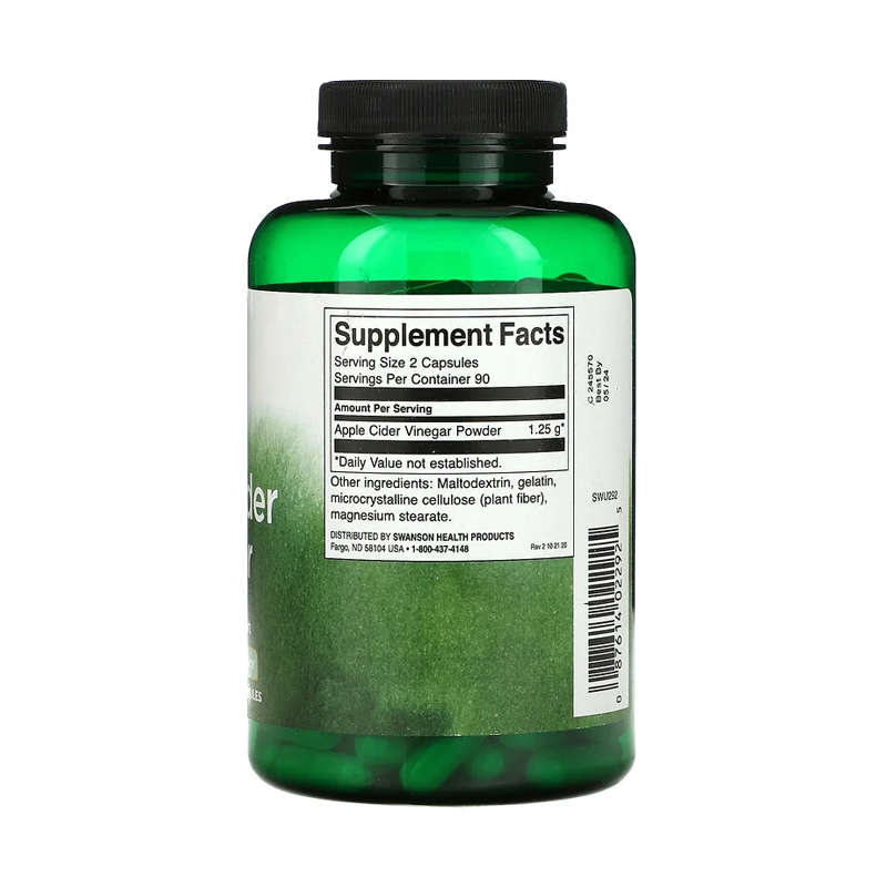 Swanson, Apple Cider Vinegar, 625 mg, 180 Capsules