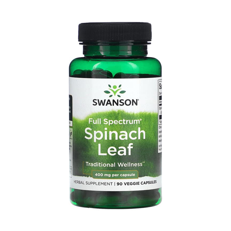 Swanson Spinach Leaf 400 mg, 90 Veg Capsules