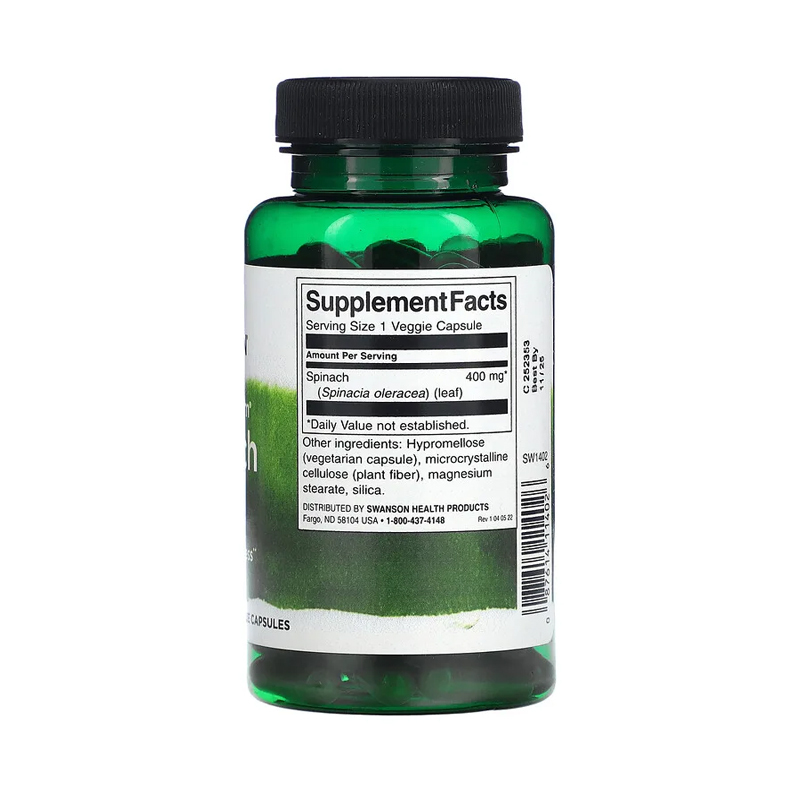 Swanson Spinach Leaf 400 mg, 90 Veg Capsules