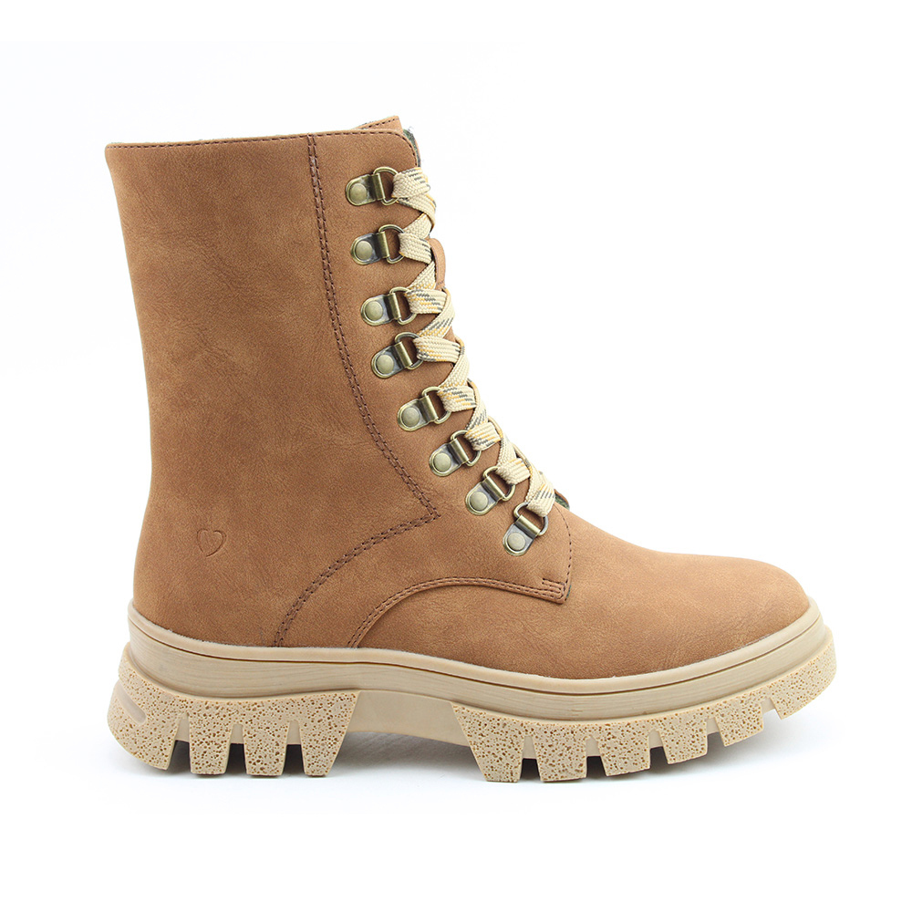 【HEAVENLY FEET】英國舒適品牌 | Driscoll繫帶中筒靴 黃褐色人造磨砂革