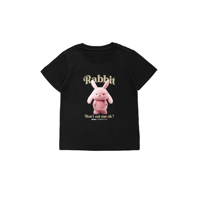 XCTRL童裝  化學草莓兔童裝短T-黑