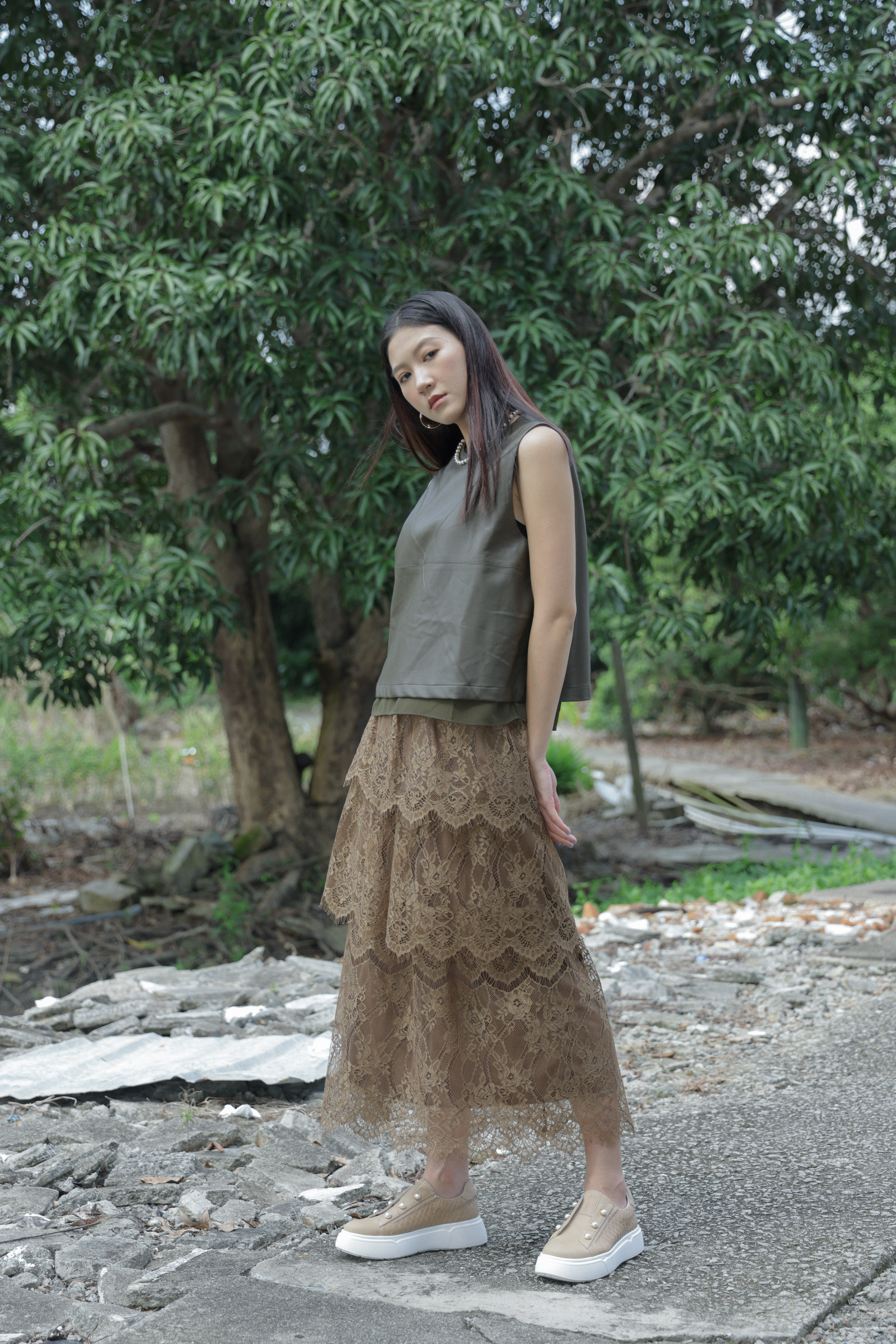 雪紡內裡仿皮背心（現貨款式）