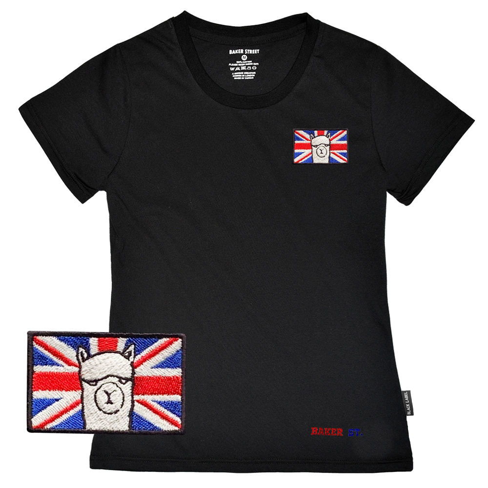 Alpaca The Union Jack 黑標系列  英國羊駝 刺繡 女版短T