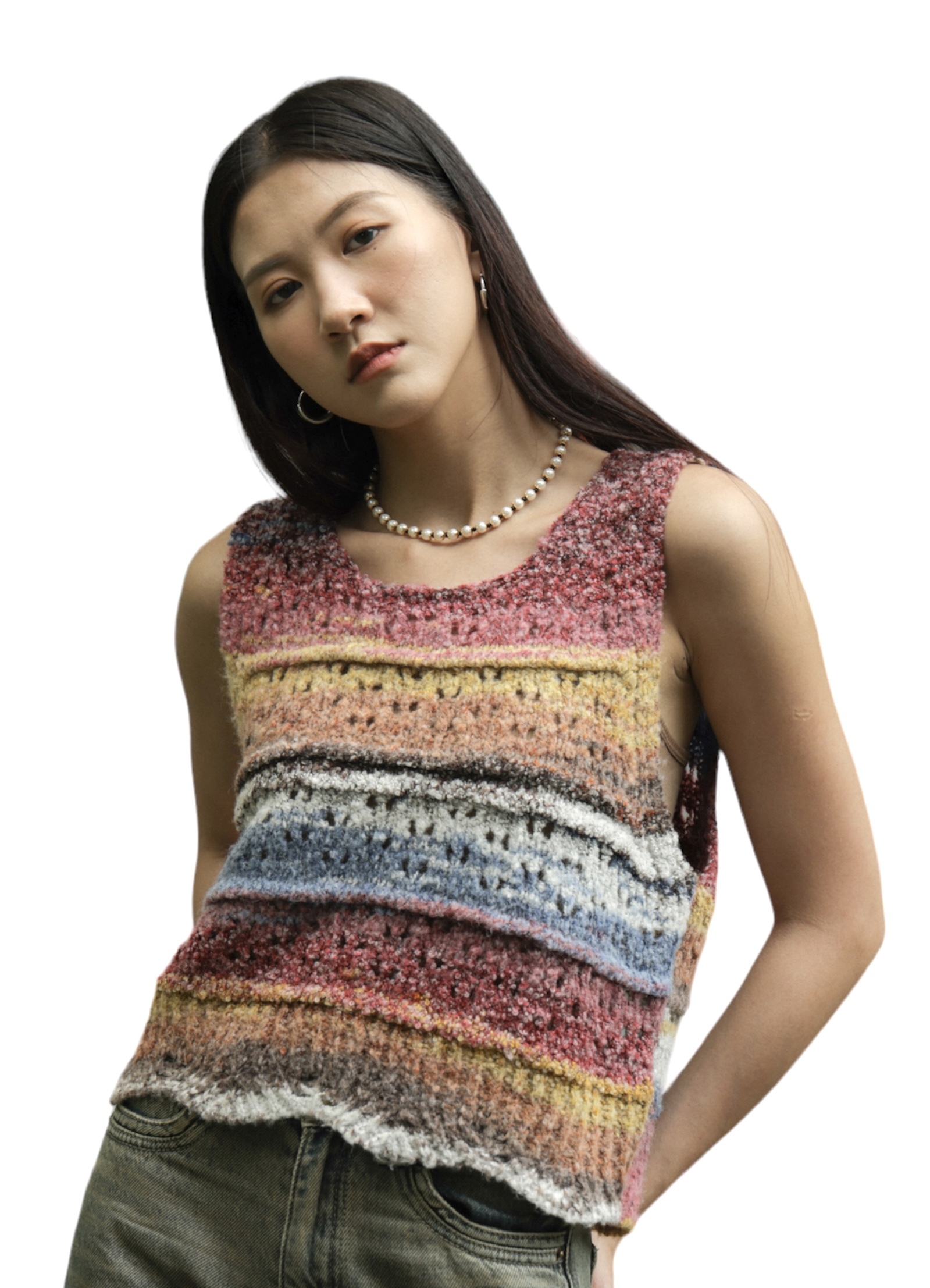 混色粒粒毛冷背心（現貨款式）