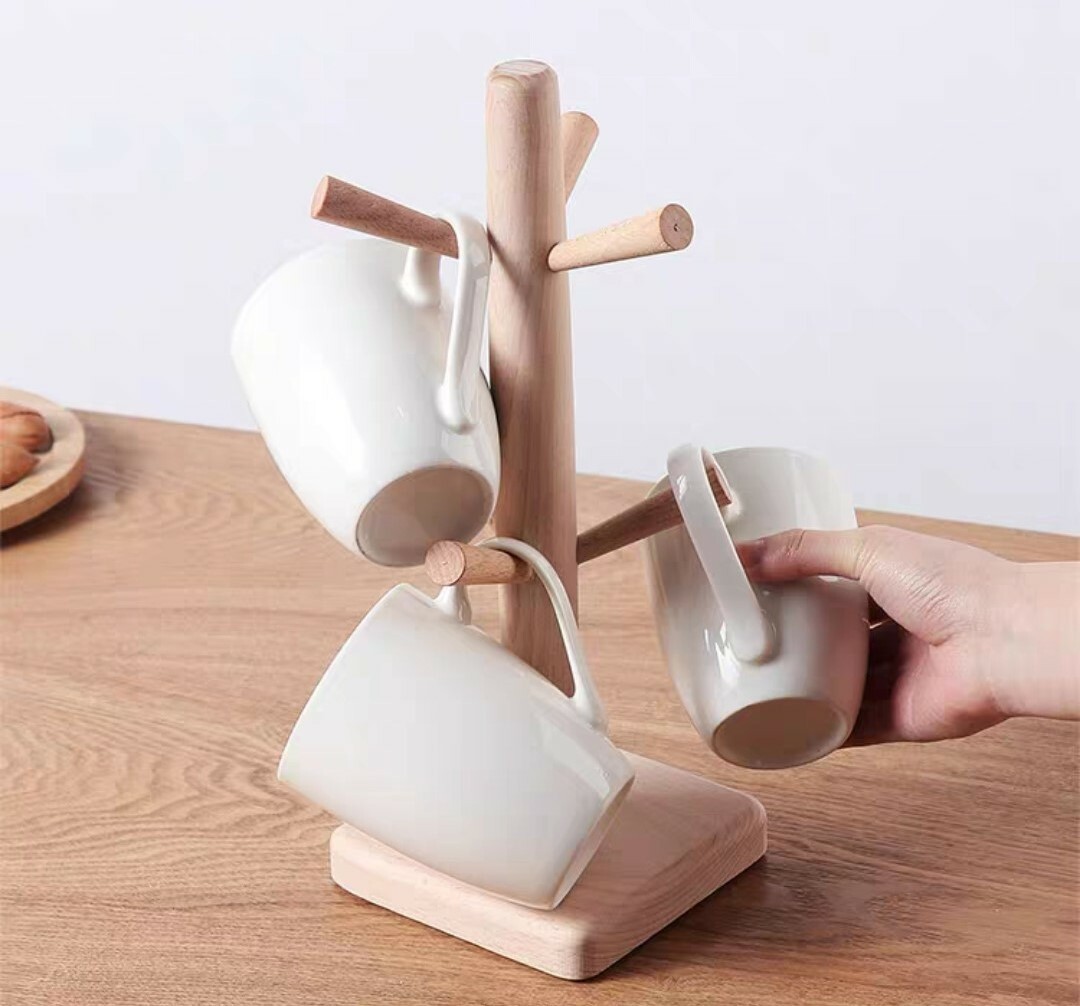 北歐風簡約櫸木杯架