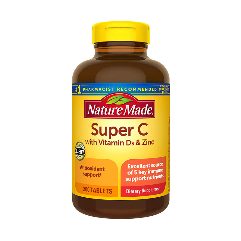 Nature Made Super C with Vitamin D3 and Zinc, 200 Tablets