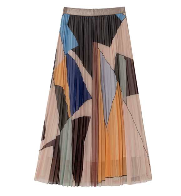 Pleated mid-length skirt