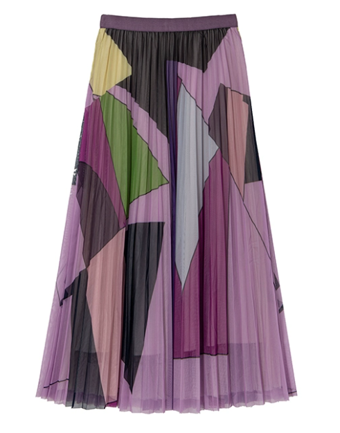 Pleated mid-length skirt