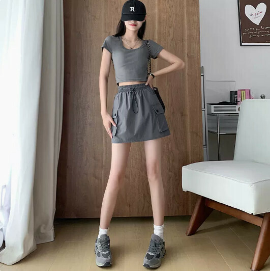 High waisted slimming A-line skirt