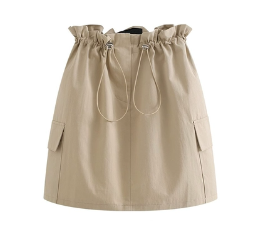 Fungus hem elastic casual skirt