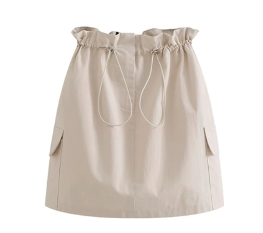 Fungus hem elastic casual skirt