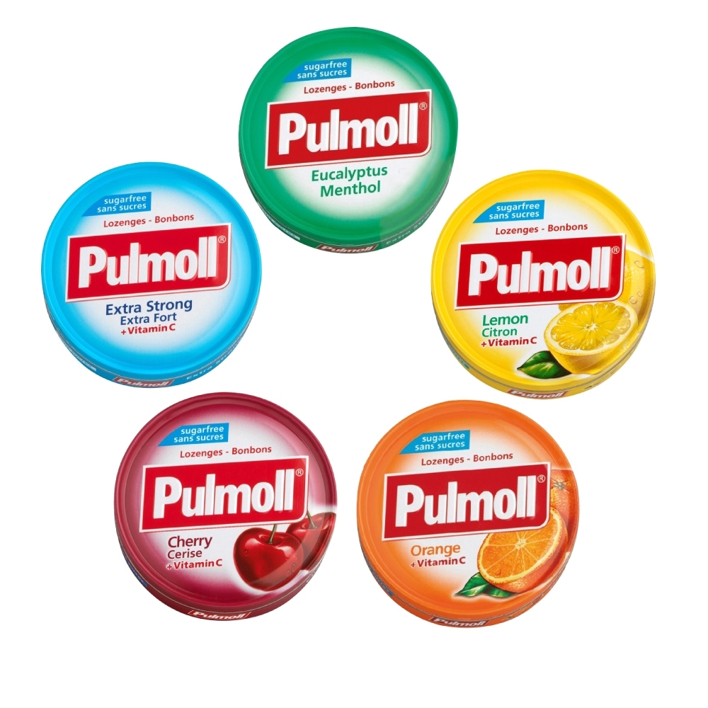 Pulmoll寶潤 無糖潤喉糖 45g/盒 (超涼薄荷/山茶尤加利/檸檬/櫻桃/橘子)